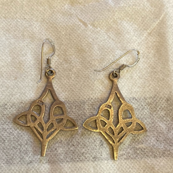 Sterling Celtic Knot Dangle Earrings - Picture 2 of 3